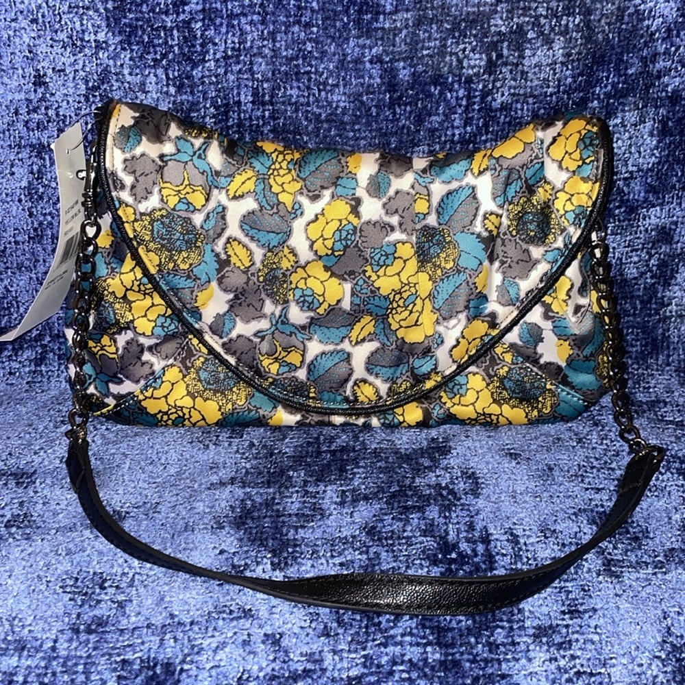 NWT Nine West Floral Clutch - Black, Yellow, Blue - Picture 1 of 5